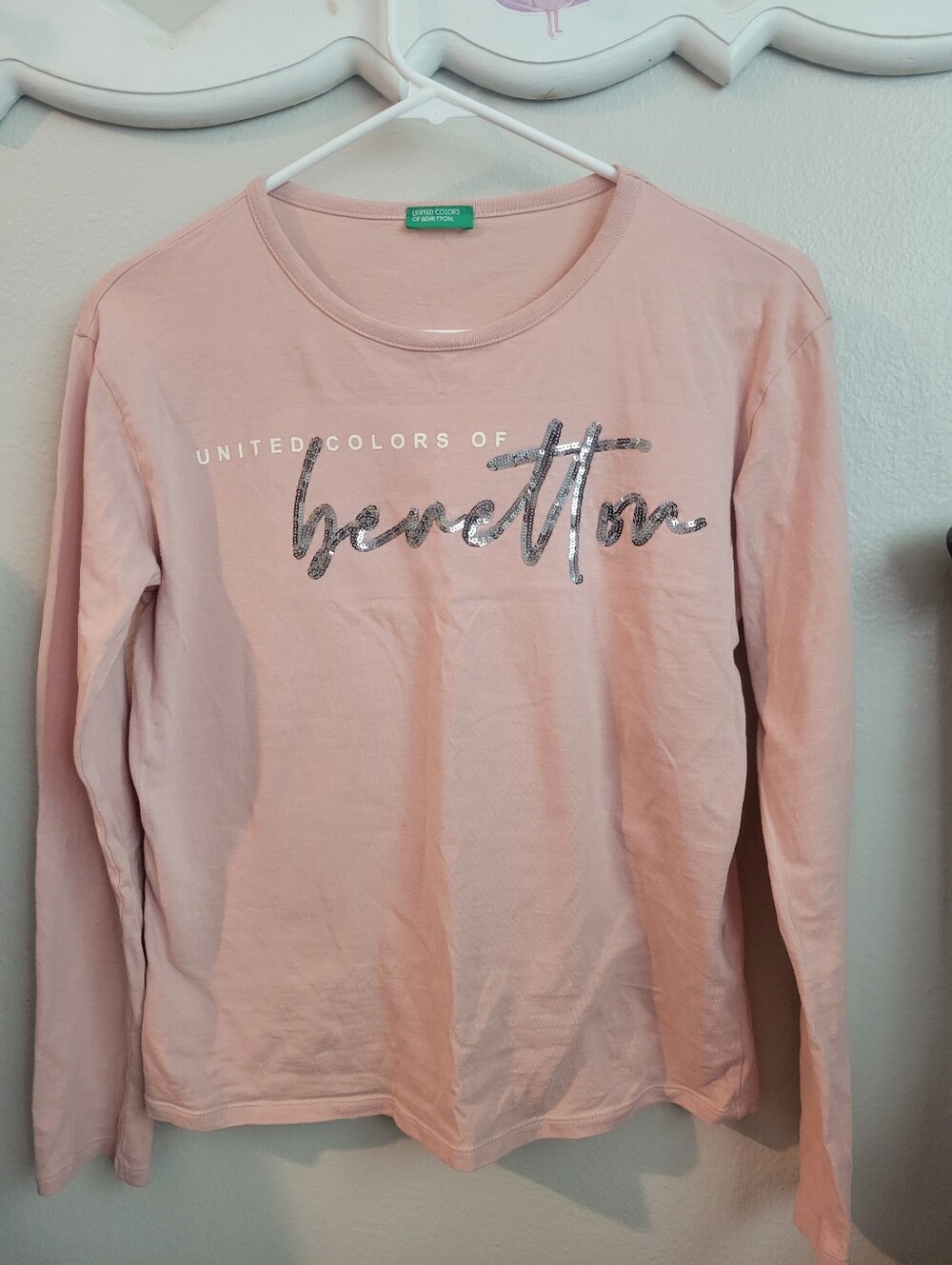 United Colors Of Benetton Soft Pink Long Sleeve Logo Top